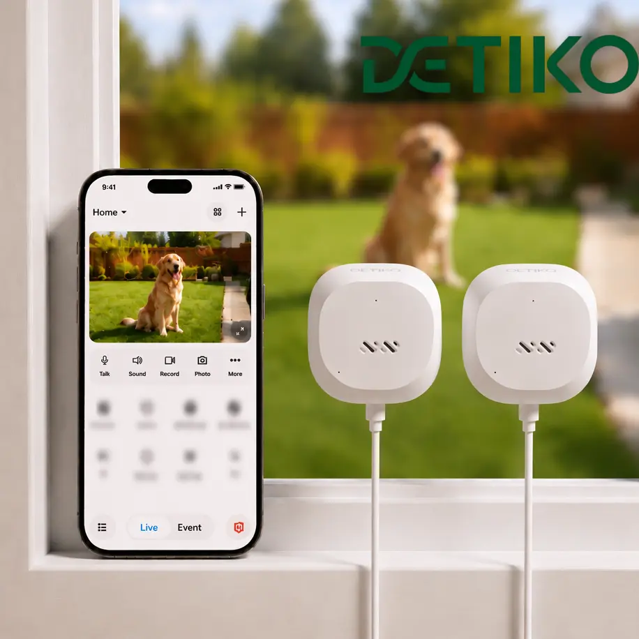 DETIKO Micro 2K WiFi Window Security Camera, AI Person & Motion Detection, Dual-Band 2.4GHz/5GHz Indoor Camera, Full Color Night Vision Through Glass, Magnetic No-Drill Install, 24/7 Recording, Local Cloud Storage, SD Card Support,Family Sharing,911 Alert