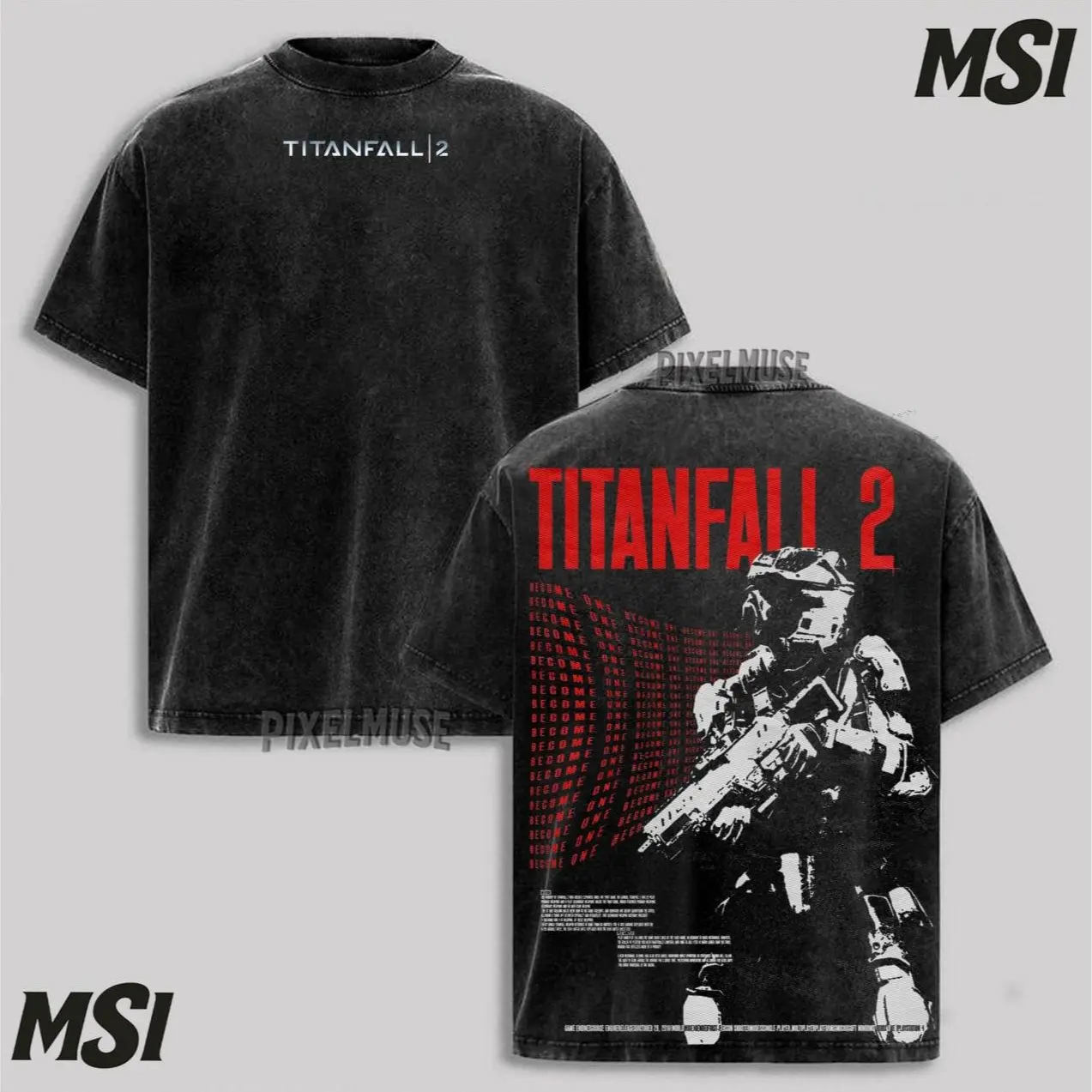 Titanfall 2 Pilot Graphic Tee: Oversize Washed T-Shirt, Retro Sci
