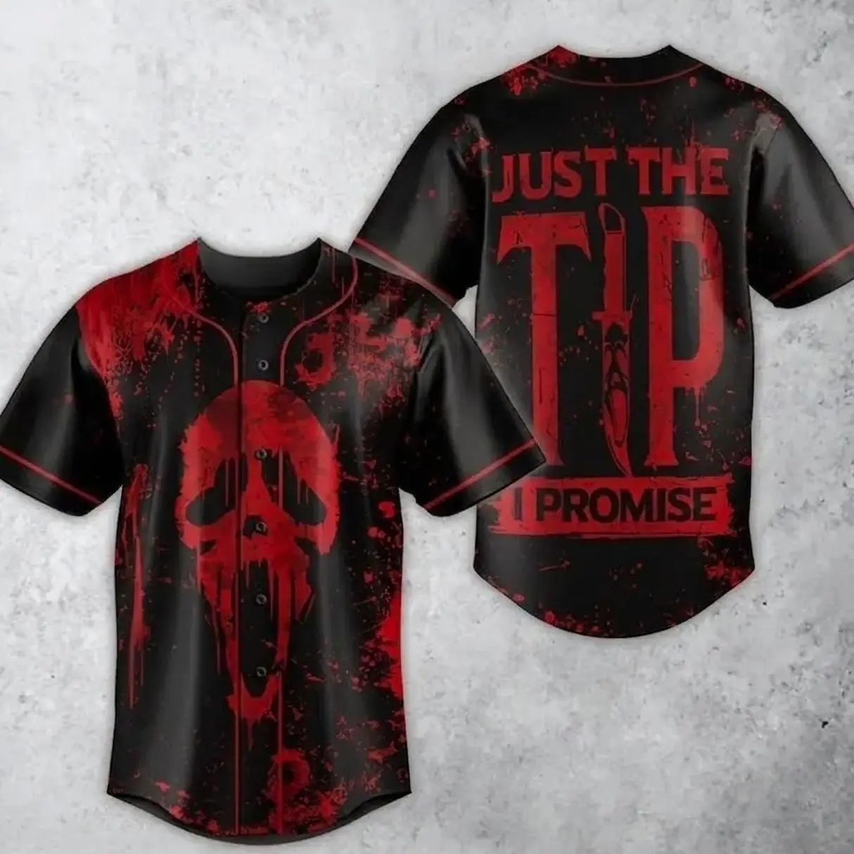 Horror-Inspired Baseball Jersey – Minimalist Ghost Face Style Fan Shirt