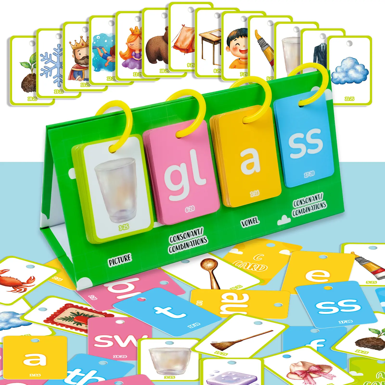 81 Pcs Double-Sided English CVC Words Flash Cards - Interactive Spelling Educational Toys, Enhances Literacy Skills for Classroom Use & Homeschool