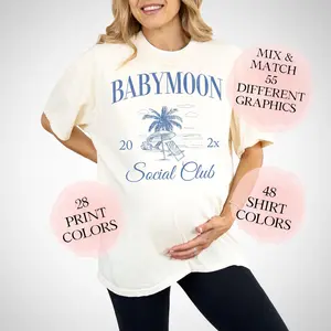 Comfort Colors® Babymoon Shirt Custom Vacation Maternity Baby Reveal Shirt Beach Pregnant Girl Summer Announcement Shirt Personalized New Mon Gift Gift Tee