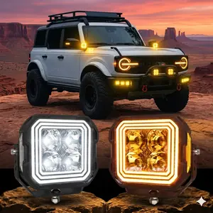 5 inch Dual Color Offroad LED Pod Lights with White/Amber DRL and A Pillar Ditch | 150° Spot Flood Combo Driving Lights | IP69K Waterproof for For Ford Bronco & Trucks