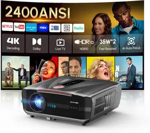 Daylight Projector 2400ANSI Ultra HD 4K HDR10+ Daytime Smart Projector with 2026 Upgraded Auto Lens Cap Tof Autofocus HDMI eARC/CEC WiFi6 Bluetooth5.4 40W DB Audio for Home Theater Gaming Ceiling