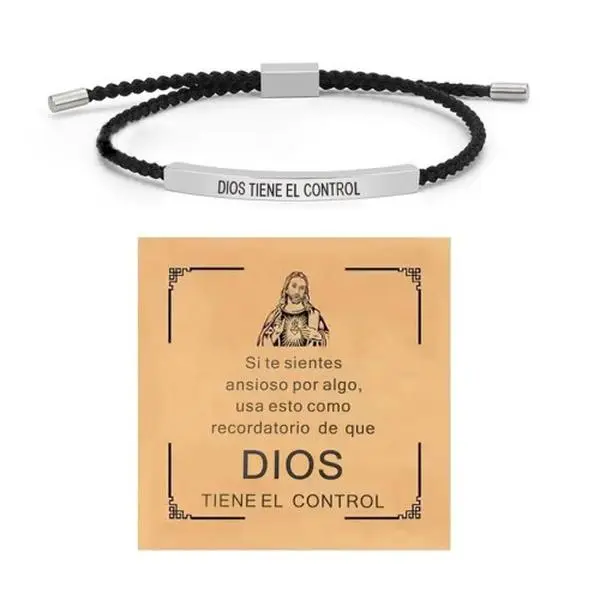 God is in Control Inspiration Bracelet, Simple Inspirational Gift, Inspire Bracelet, Adjustable Unisex Braided Christian Bracelet with Motivational Message Card Gift for Men & Women Her & Him BFF BF GF, Religious Gift