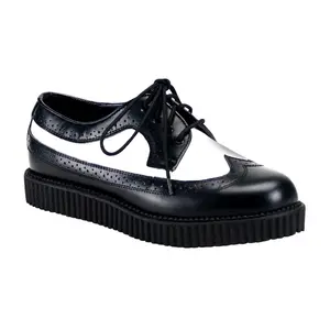 Demonia Men's Creeper-608 Black-White Leather Creepers