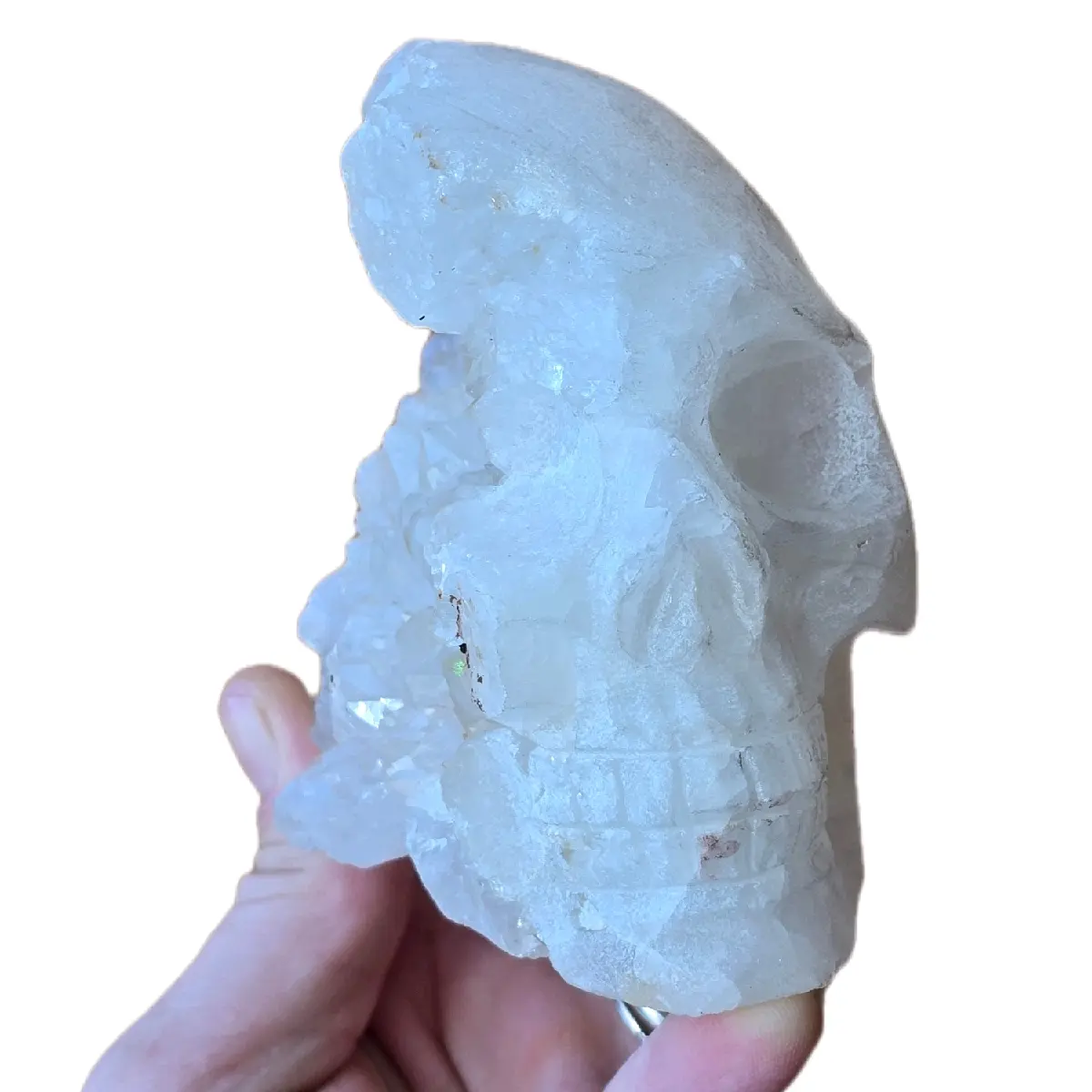 Natural Quartz Crystal Cluster Skull Carving - Metaphysical Home Decor - Crown Chakra Crystal - Energy Amplifier