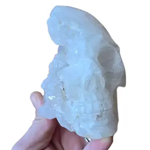 Natural Quartz Crystal Cluster Skull Carving - Metaphysical Home Decor - Crown Chakra Crystal - Energy Amplifier
