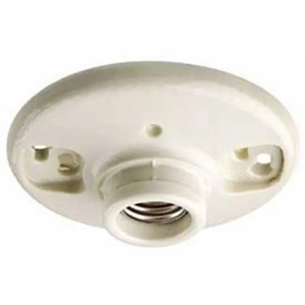 Leviton Manufacturing 49875 Medium Base Glazed Porcelain Outlet Bx Mount Incandescent Lampholder, White