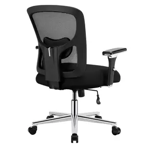 Sweet Furniture F 500lbs Big and Tall Ergonomic Heavy Duty Office Desk Computer Chair with Wide Seat, Adjustable Armrests & Lumbar Support, Black