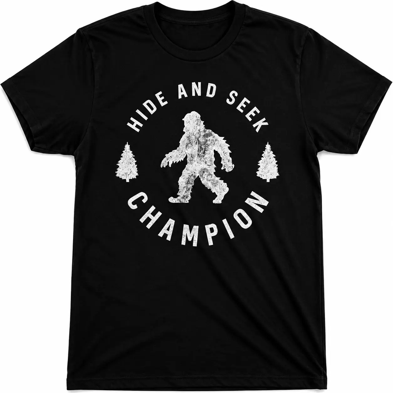 Crazy Dog T-Shirts Hide and Seek Champion Funny Bigfoot Graphic Tee | Funny T Shirts, Graphic Apparel for Men, Cool Camping Short Sleeve, Soft Cotton Blend, Novelty Tees for Guys