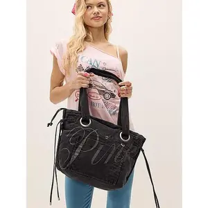 PINK Canvas Flat-Bottom Tote Bag
