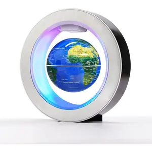 Magnetic Levitation Floating Globe Levitating O Shape Globe with LED Lights for Education Home Office Desk Decor Birthday Holiday Party Gift 4 Inches