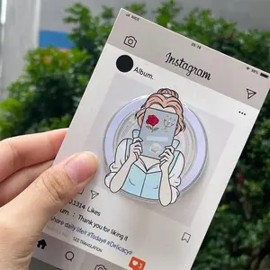 Bookish Fairy Tale Girl Magsafe Phone Grip - Aesthetic Rose and Candle Pop Socket Kickstand - Detachable Gift for Book Lovers