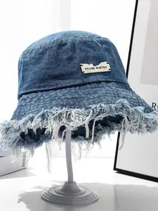 Fashion Letter Patched & Fringe Design Bucket Hat, Lightweight Sun Hat, Casual Outdoor Sun Protection Cap for Men & Women, All-match Basic Clothes Accessories for Summer, Outdoor Hats