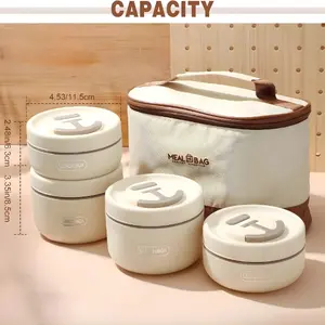 Eco-Friendly 4-Tier Stainless Steel Lunch Box with Carry Bag – Compact Stackable Food Storage Containers, Leak-Resistant Metal Bento Set for Office & School