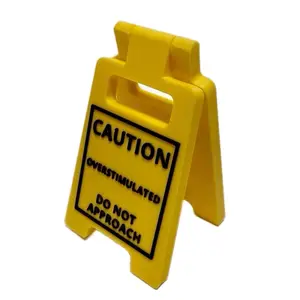 Caution Overstimulated Do Not Approach Desk Sign - Plastic Decor for Overwhelmed Moments - Easy to Use & Practical Tool for Personal Space-Desk Sign