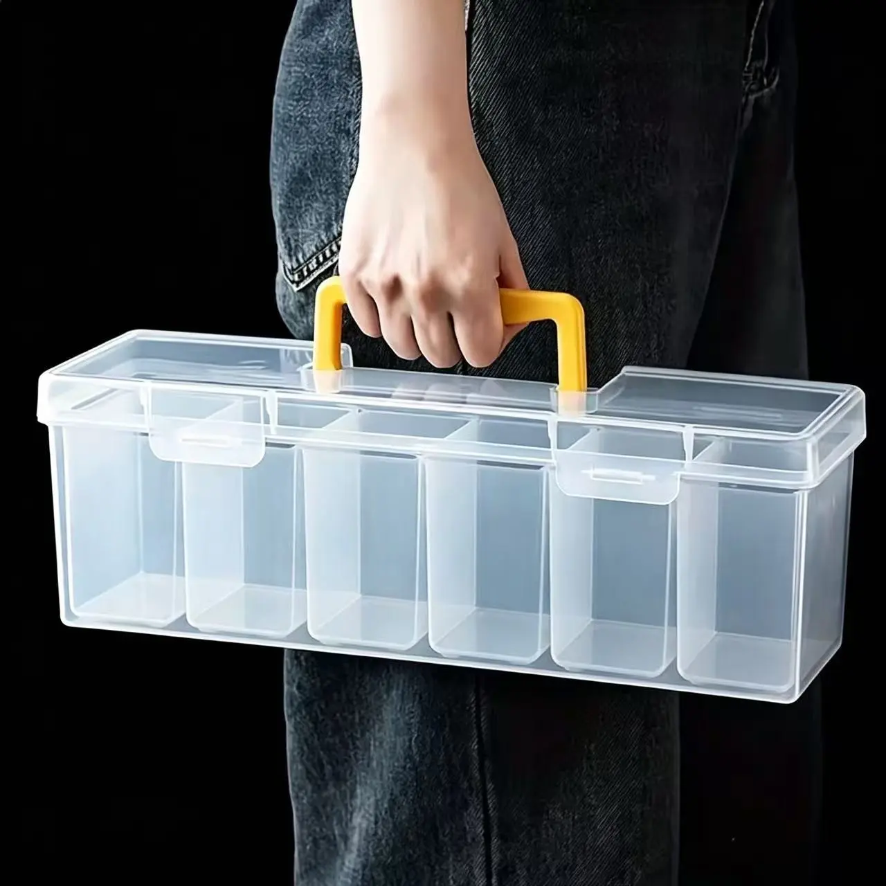 7pcs (6 small boxes + 1 large box) Hardware Tool Storage Box, Tool Storage Kit, Multi-Compartment Transparent Tool Organizer, Screw Parts Sorting Box, Hardware Accessories Storage Box, Portable Divided Sorting Box, Toolbox Storage Box