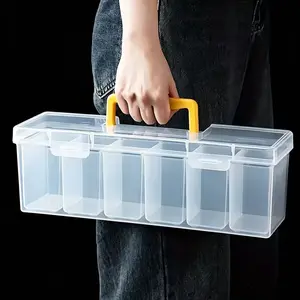 7pcs (6 small boxes + 1 large box) Hardware Tool Storage Box, Tool Storage Kit, Multi-Compartment Transparent Tool Organizer, Screw Parts Sorting Box, Portable Divided Sorting Box, Tool Storage Organiser