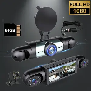 360° Full View Dash Cam Front and Rear Inside, 4 Channel Dashcam 1080P FulCamera for Car with 64GB SD Card ，Car Accessories