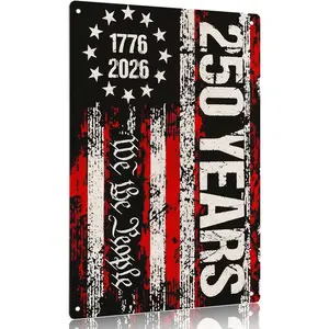 250 Year American Anniversary Garden sign 250th Anniversary Usa Flag Patriotic 4th of July We the People 1776-2026 Sided with Stars and Stripes Design 4th of July Patriotic Yard Sign 12X8in Aluminum Sign