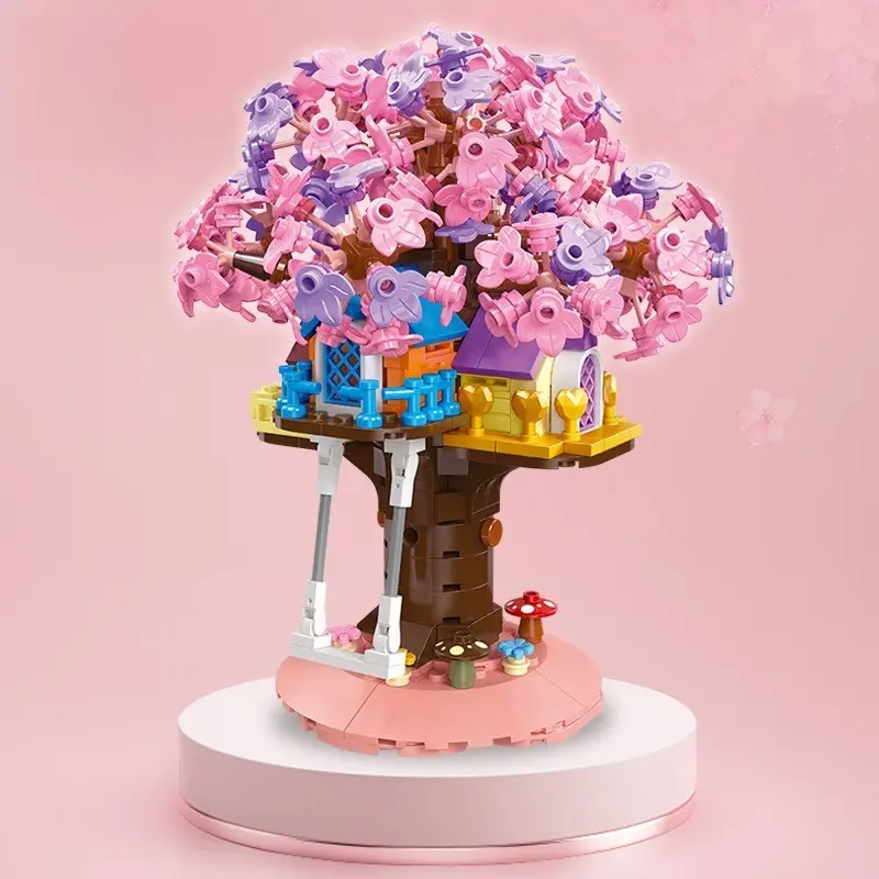 Flower Castle Building Blocks Dreamy Flower Tower Model, Girl DIY Assembly Toy Gift, Creative Playset for Kids