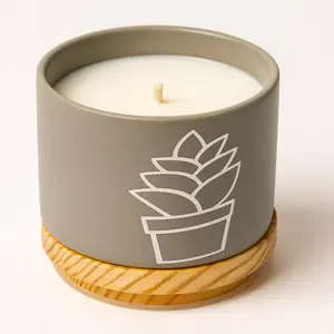 Terreux Mind Peppermint Eucalyptus Soy Candle 6 oz Ceramic Jar Aromatherapy Scented Decorative Ornament for Home with Bamboo Lid & 40-50 Hour Burn Time