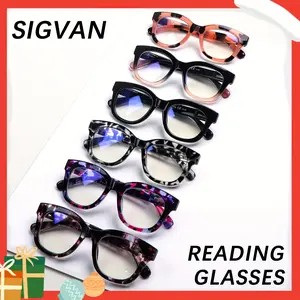 6 Pack Cat Eye Anti Blue Light Reading Glasses  Stylish Floral Print Presbyopic Eyeglasses for Adults