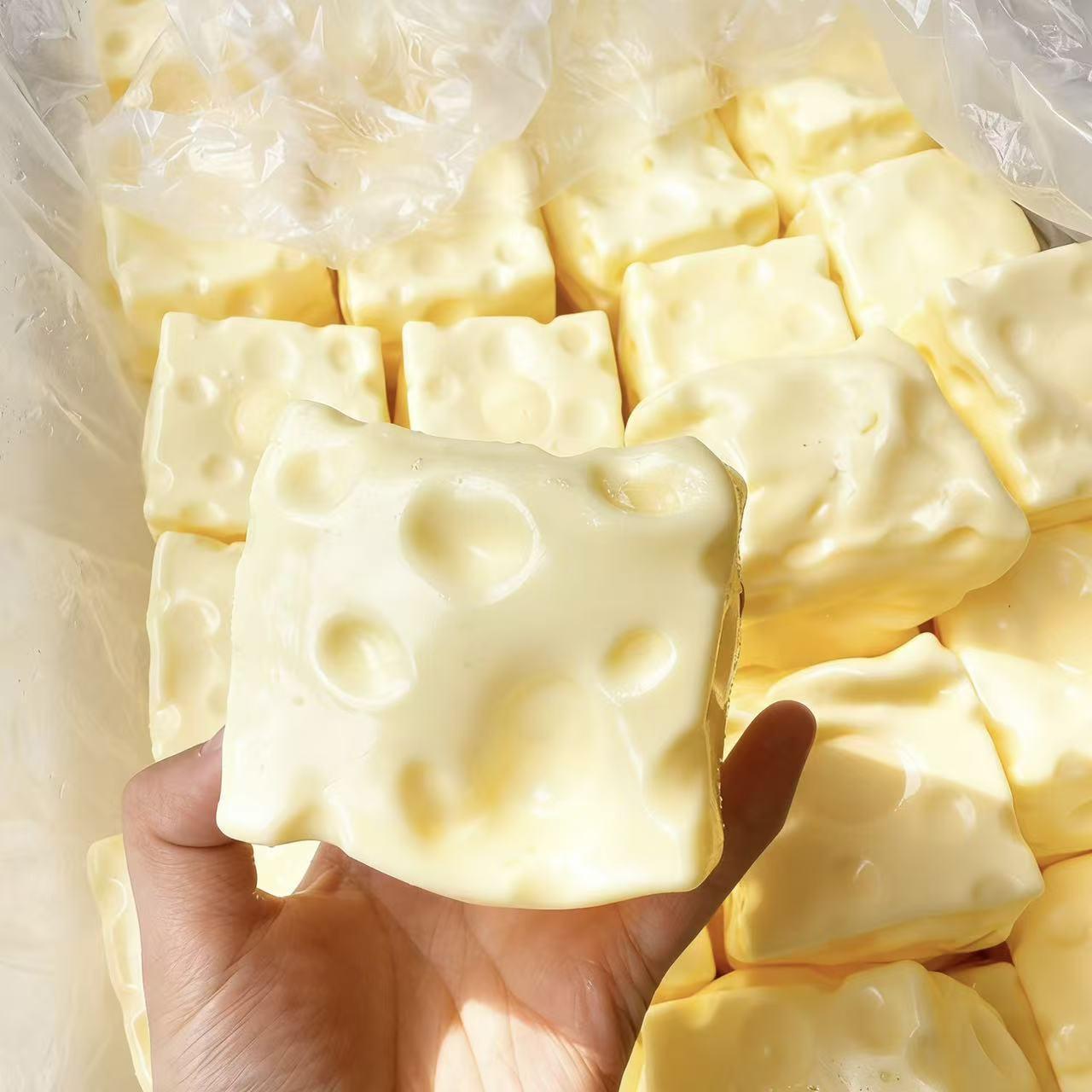 1pc 7cm Square Ultrathin Cheese Ball Squishy, TPR Shell Slow Rebound Squeeze Toy, Birthday/Halloween Gift, Perfect Gift, Stress Relief Gift For Everyone, Easter Bonus