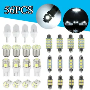 56pcs LED Car Interior Light Kit - Easy DIY Install for Dome, Trunk & License Plate Bulbs, Easy Installation Upgrade for Cabin Atmosphere,Car Stuff