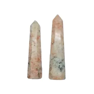Polished Sunstone Crystal Tower: Golden Hues, Reiki Healing