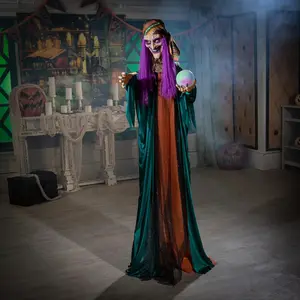 6 Ft. Animated Standing Fortune Teller Witch Halloween Decoration
