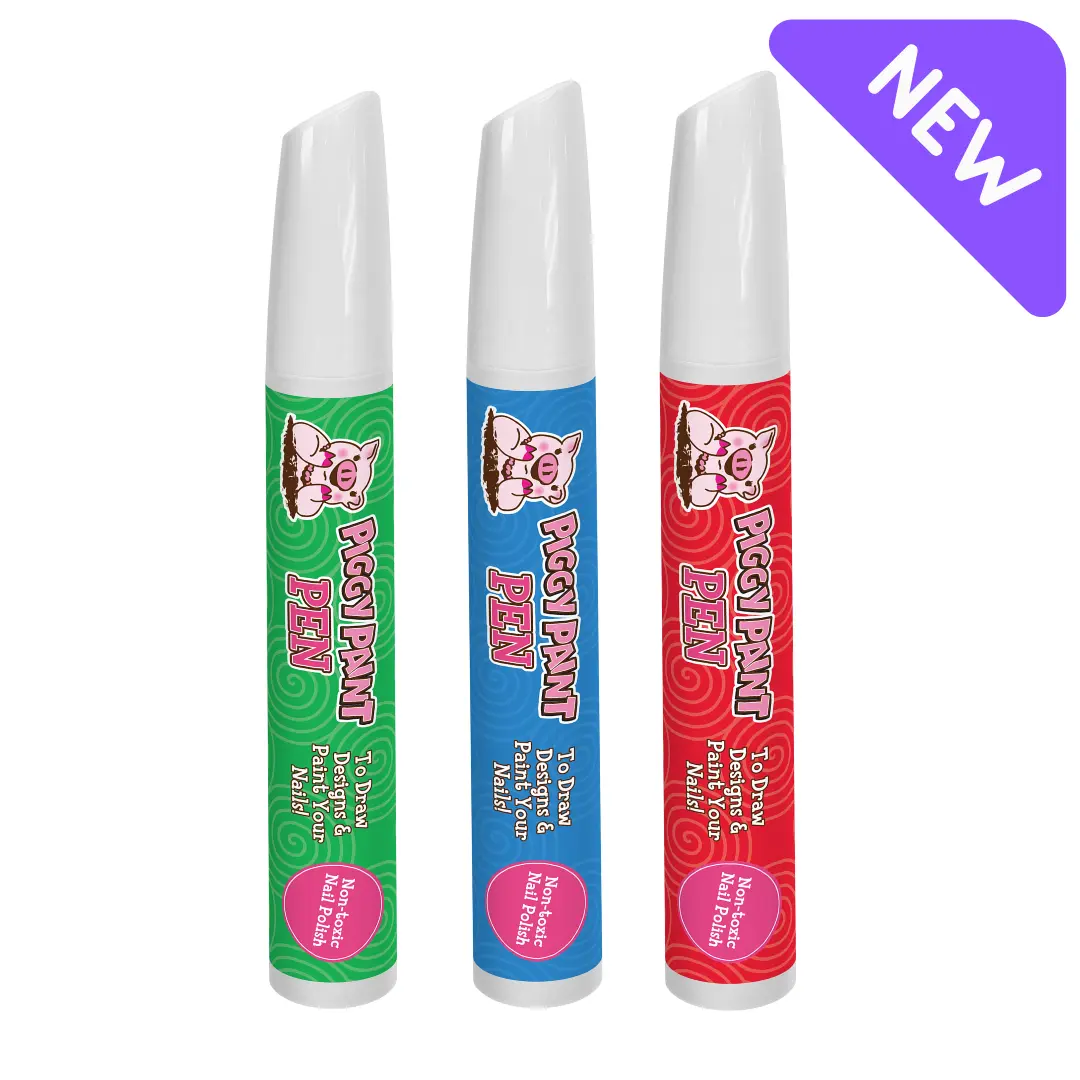 Bright Bunch Bundle 3-Pack Nail Polish Pens for Kids Nail Art - Non-toxic, Piggy Paint Pens in Giggly Green Blazin' Blue & Razzle Red for Safe, Creative Fun