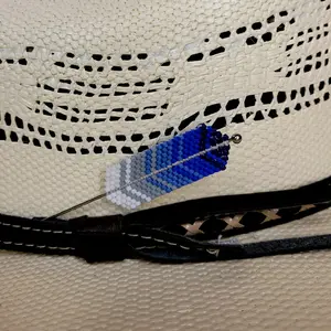 Blue Jay Beaded Feather Hat Pin