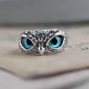Owl Ring Live Adjustable Couple Ring Trend Accessories Fashion Ring for Men Lightweight 2 Grams Wisdom & Mystery Symbol All Saints' Day Halloween Gift