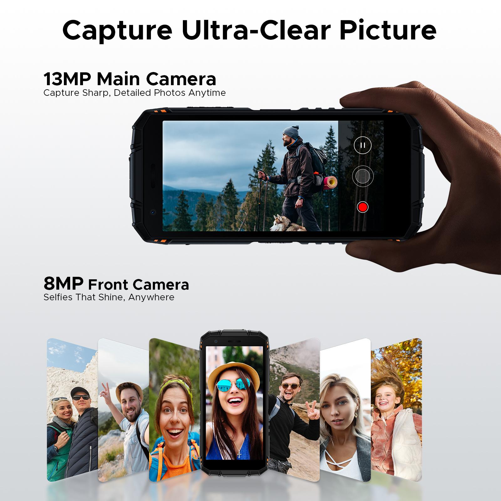 DOOGEE Fire 3 Android 15 Rugged Phone Unlocked,8350mAh Battery,12GB+64GB/2TB,Octa Core Rugged Smartphone,5.5" IPS HD+ Display,13MP+8MP,IP68 Waterproof Cell Phone,Face Unlock,NFC/T-Mobile