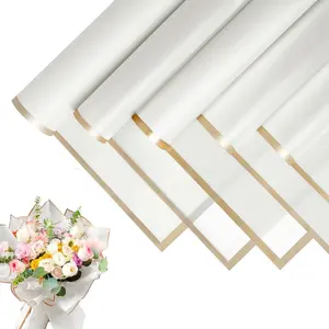 20 Sheets Flower Wrapping Paper - Flower Bouquet Wrapping Paper for DIY Crafts Packaging,  Flower Paper Wrap for Wedding, Birthday, Flower Shop (White, 22.8''x22.8'')