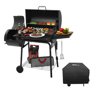 Royal Gourmet 30-Inch Charcoal Grill with Offset Smoker, 811 Square Inches Cooking Area in Total, with Cover Included, Perfect for Backyard Cooking, CC1830SC, Black
