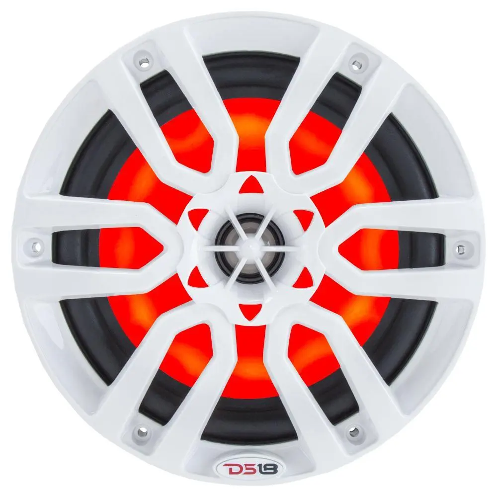 DS18 DS-NXL-6 HYDRO 6.5 Inch 2-Way Marine Speakers W/ Integrated RGB LED Lights 300 Watts White DS18
