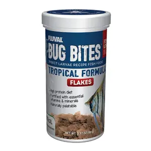 Fluval Bug Bites Tropical Fish Food, Flakes for Small to Medium Sized Fish, 3.17 oz