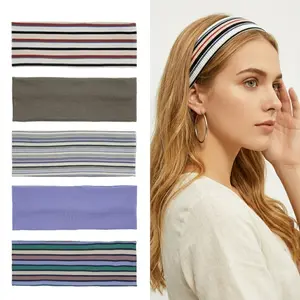 Classic Striped Headbands  Women 5pcs – Minimalist Soft Stretchy Fabric Athletic Hair Accessories  Yoga, Workout & Active Life (Striped Collection) for summerwins,summerwins