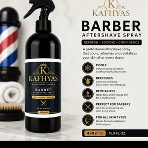 Fresh fade. Clean finish. Introducing KAFHYAS Barber Aftershave Spray — cooling, refreshing, and made for the modern barber experience. ️  #KAFHYAS #BarberTok #Aftershave #FreshFade #BarberLife #MensGrooming