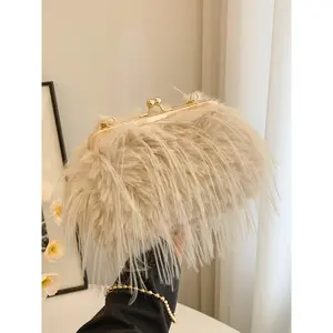 New Fashionable Women's Faux Fur Bag, Small Shell Design Crossbody Shoulder Clutch, Handbag for Autumn Winter Season, Crossbody Clutch Purse