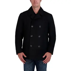 Men's Peacoat Wool Blend Double Breasted Winter Trench Coat Clothing Menswear Overgarment Classic