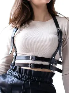 Punk Style Leather Belt, Statement Belts, Dual Row Design Accessory, Perfect for Festivals Performances Gatherings Daily Wear