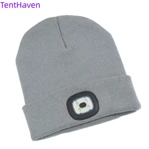 2026 Knitted Hat LED Charging Edition Knitted Hat Outdoor Cycling Fishing Sports LED Light Cap Adult Hoodie