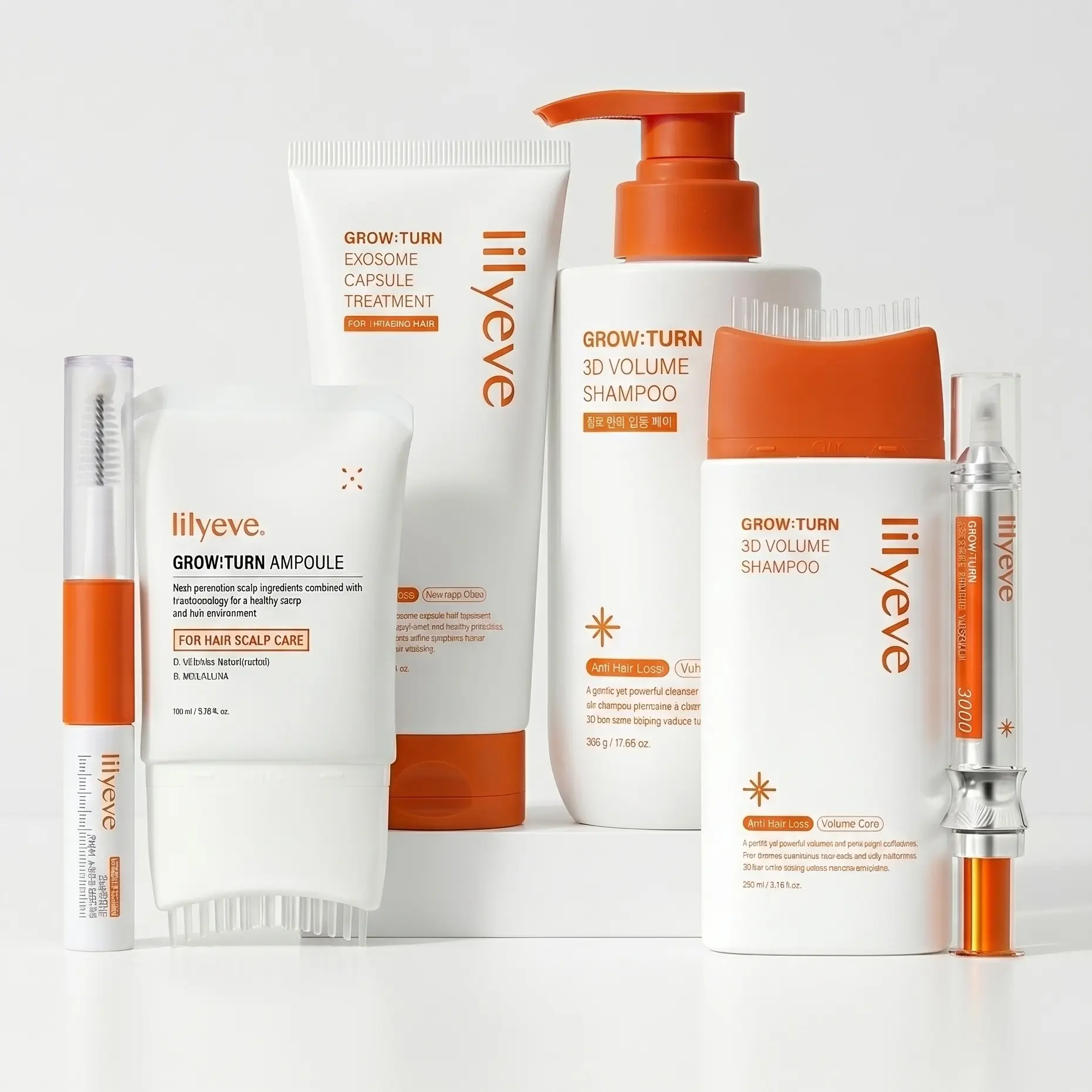 Lilyeve GROWTURN Root-to-Lash Set | Exosome Serum, Hair Growth Serum, 3D Volume Brush Shampoo, 3D Volume Shampoo, Capsule Treatment & Dual Lash Serum
