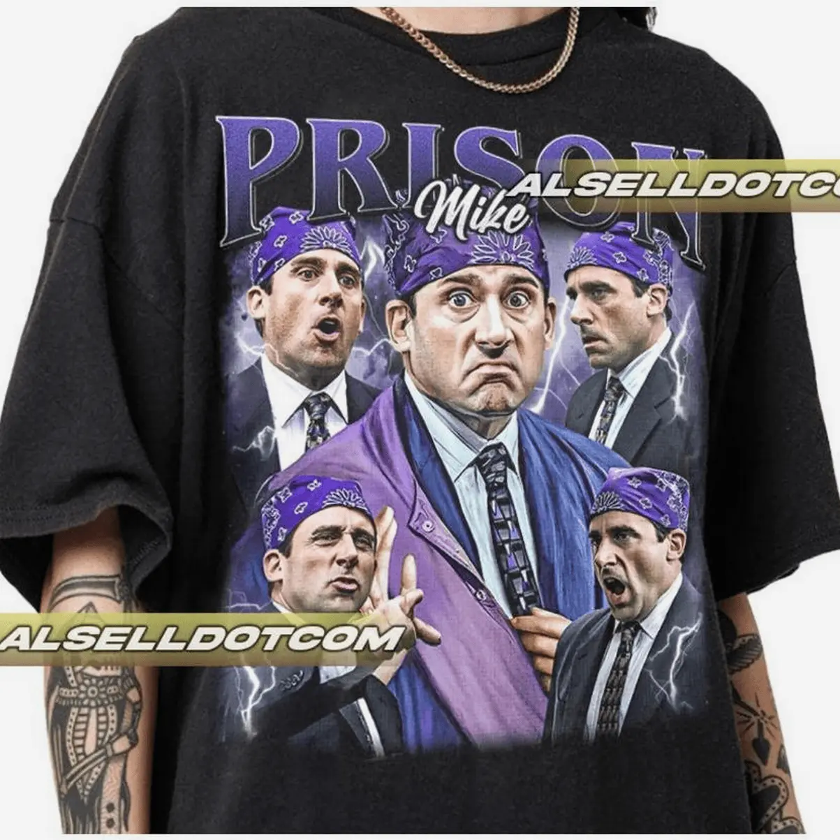 Women's The Office Inspired Prison Mike Graphic T-Shirt - Short-Sleeve, Unisex-Friendly, Lightweight Cotton Fabric Top, Casual Loose-Fitting Tee for Party