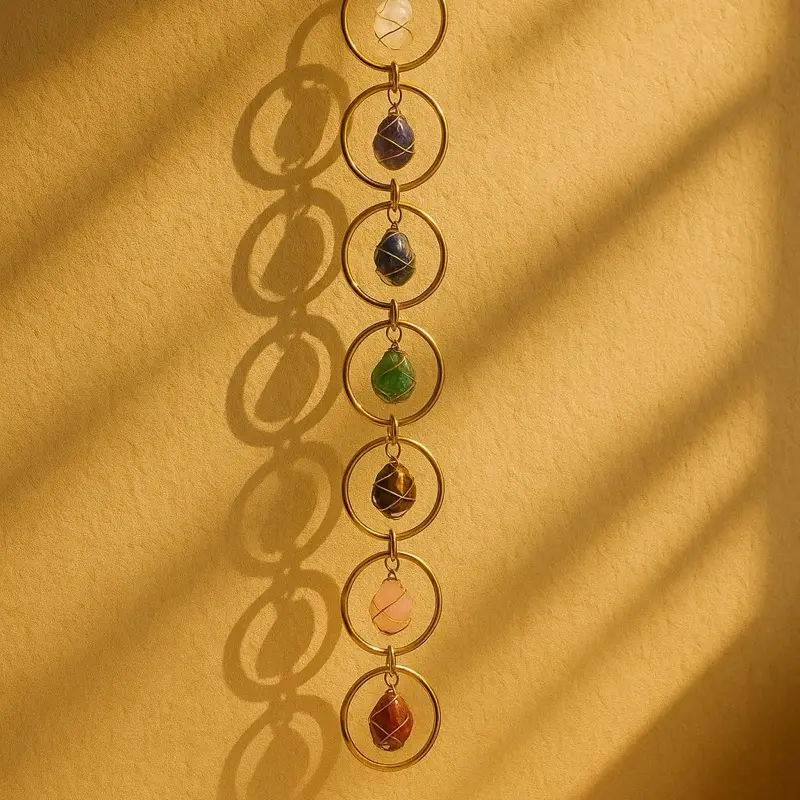 7 Chakra Crystal Wall Hanging – Boho Suncatcher for Healing & Home Decor