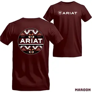 Ariat T-shirt - Unique Tribal Design Highlighting Western Style And Adventure, Perfect For Casual Wear Menswear Top Tshirt Crewneck Shortsleeve