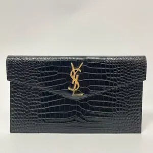 Pre-owned Yves Saint Laurent YSL Saint Laurent Cassandre Croc Embossed Envelope Clutch, Model N21699443